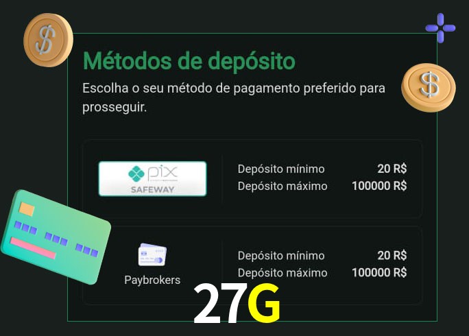 O cassino 27G oferece uma grande variedade de métodos de pagamento